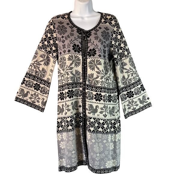 Gudrun Sjoden Sweaters - Gudrun Sjoden Cardigan Sweater Jacket Sz Small Black Cream Nordic Pattern Cotton